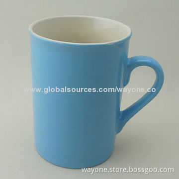 Light Blue Color Glazed Mugs, Can be with Customer's Logo, 9oz Volume, Ideal for Promotion